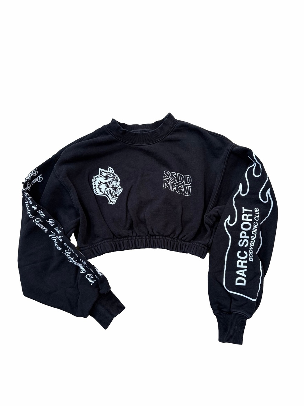 Darn Sport Women’s Size Small She Black and White Cropped Sweatshirt